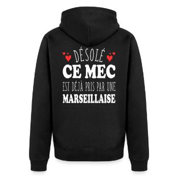 Mec Avec Marseillaise Cadeau Couple Saint Valentin - Veste à capuche bio Premium Unisexe - noir - Dos - Nico (187cm)