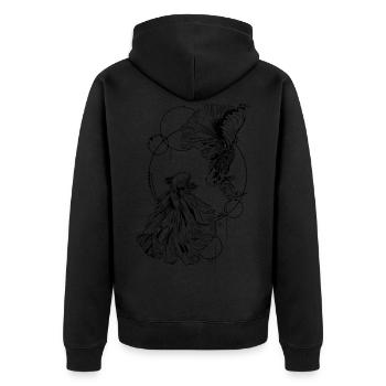 Betta -Tattoo Look - Aquarium - Unisex Premium Bio Zip Hoodie - Schwarz - Hinten - Nico (187cm)