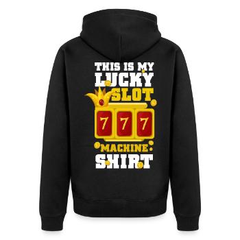 Casino Kasino Spielen Videospiele - Unisex Premium Bio Zip Hoodie - Schwarz - Hinten - Nico (187cm)