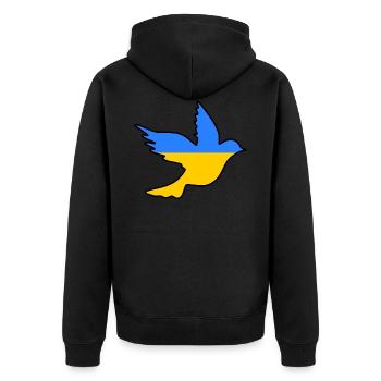 Ukraine - Unisex Premium Bio Zip Hoodie - Schwarz - Hinten - Nico (187cm)