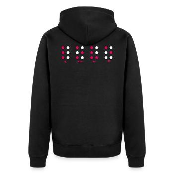 blindenschrift blind love liebe - Unisex Premium Bio Zip Hoodie - Schwarz - Hinten - Nico (187cm)