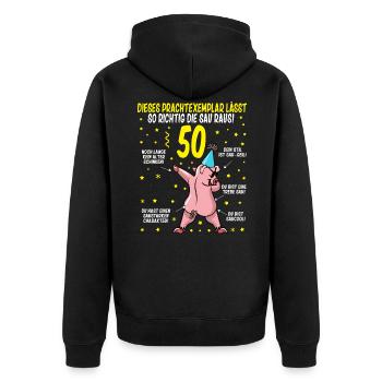 50 Geburtstag Geschenkidee Baujahr 1972 lustig - Unisex Premium Bio Zip Hoodie - Schwarz - Hinten - Nico (187cm)