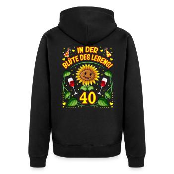 40 Geburtstag Geschenk lustig 40. Jubiläum Blumen - Unisex Premium Bio Zip Hoodie - Schwarz - Hinten - Nico (187cm)