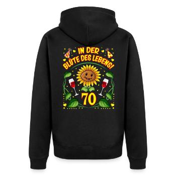 70 Geburtstag Geschenk lustig 70. Jubiläum Blumen - Unisex Premium Bio Zip Hoodie - Schwarz - Hinten - Nico (187cm)