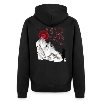 Japan Japanese Art Landscape - Unisex Premium Organic Zip Hoodie - black - Back - Nico (187cm)
