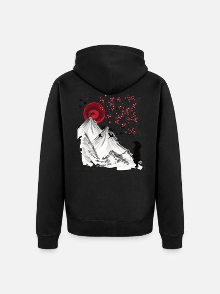 Japan Japanische Kunst Landschaft - Unisex Premium Bio Zip Hoodie - Schwarz
