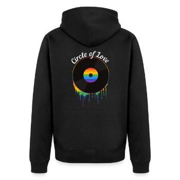 Vinyl LGBT Circle Of Love Retro Record Music - Unisex Premium Bio Zip Hoodie - Schwarz - Hinten - Nico (187cm)