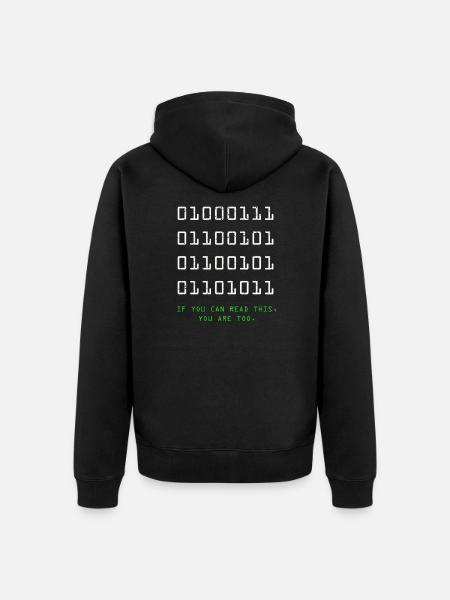 Geek Computer Nerd Binær Kode IT Sjov Programmør - Premium økologisk unisex-hættejakke - sort