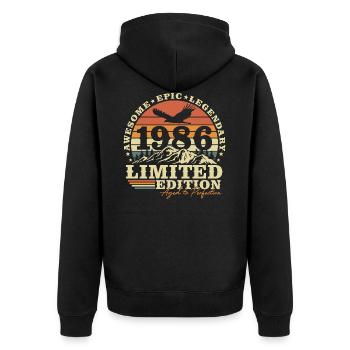 1986 Vintage Vintage Rétro Cadeau d’anniversaire - Veste à capuche bio Premium Unisexe - noir - Dos - Nico (187cm)