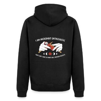 Je suis incroyablement enthousiaste à tricoter - Veste à capuche bio Premium Unisexe - noir - Dos - Nico (187cm)