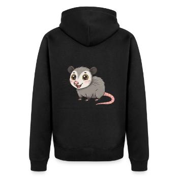Animal Cartoon Possum - Unisex Premium Organic Zip Hoodie - black - Back - Nico (187cm)