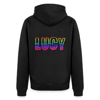 lucy rs arc-en-ciel - Veste à capuche bio Premium Unisexe - noir - Dos - Nico (187cm)
