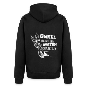 Onkel macht den besten Schaschlik Grill Geschenk - Unisex Premium Bio Zip Hoodie - Schwarz - Hinten - Nico (187cm)