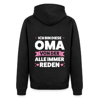 Oma Großmutter Enkelkind Geschenk - Unisex Premium Bio Zip Hoodie - Schwarz - Hinten - Nico (187cm)