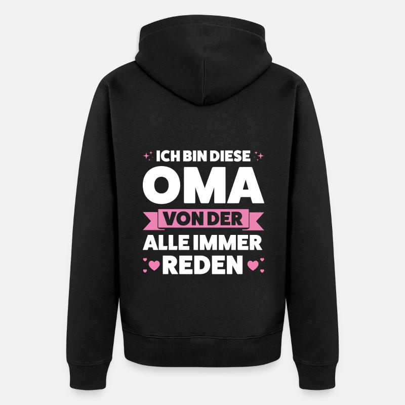 Oma Großmutter Enkelkind Geschenk - Unisex Premium Bio Zip Hoodie - Schwarz