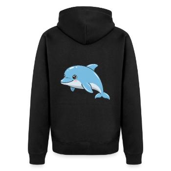 Animal Cartoon Dolphin - Unisex Premium Organic Zip Hoodie - black - Back - Nico (187cm)