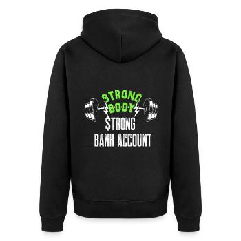 Geld Finanzielle Freiheit Starkes Bankkonto Fitnes - Unisex Premium Bio Zip Hoodie - Schwarz - Hinten - Nico (187cm)