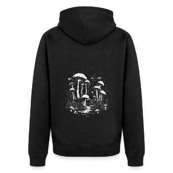 Cool Mushroom Fungi Artwork comme croquis - Veste à capuche bio Premium Unisexe - noir - Dos - Nico (187cm)