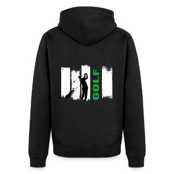 Golf Golfspieler Golfplatz - Unisex Premium Bio Zip Hoodie - Schwarz - Hinten - Nico (187cm)
