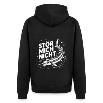 Stör angeln Sportfischen Stör mich nicht - Unisex Premium Bio Zip Hoodie - Schwarz - Hinten - Nico (187cm)