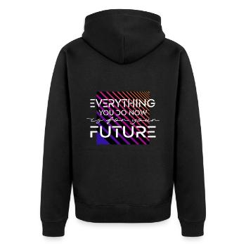 For your future - Unisex Premium Bio Zip Hoodie - Schwarz - Hinten - Nico (187cm)