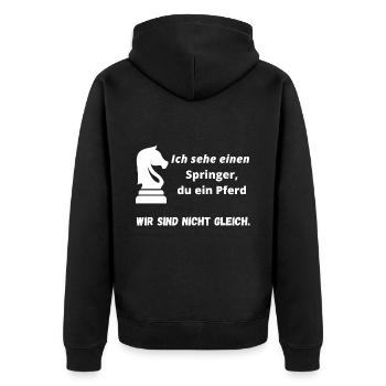 Schach Schachmatt Schachbrett Schachspiel Springer - Unisex Premium Bio Zip Hoodie - Schwarz - Hinten - Nico (187cm)