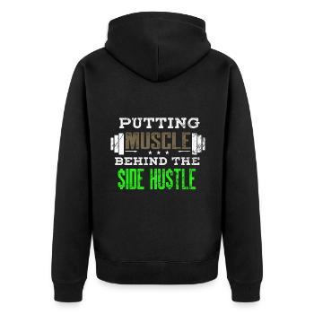 Argent Liberté financière Muscle Side Hustle Fitness - Veste à capuche bio Premium Unisexe - noir - Dos - Nico (187cm)