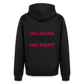 Toller Papa gibt Opa immer Außergewöhnliches - Unisex Premium Bio Zip Hoodie - Schwarz - Hinten - Nico (187cm)