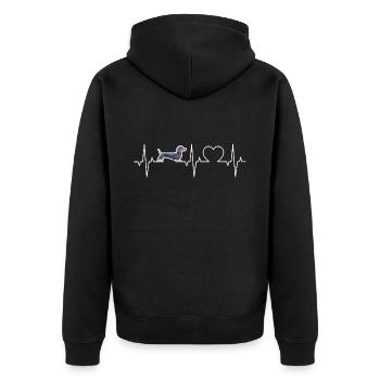 Dachshund Heartbeat ECG Dachshund Pulse Dog Dachshund - Unisex Premium Organic Zip Hoodie - black - Back - Nico (187cm)
