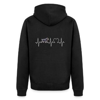 Rottweiler Herzschlag Hunde Herz EKG Rottweiler - Unisex Premium Bio Zip Hoodie - Schwarz - Hinten - Nico (187cm)