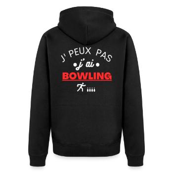 T shirt bowling j peux pas j ai bowling cadeau - Veste à capuche bio Premium Unisexe - noir - Dos - Nico (187cm)