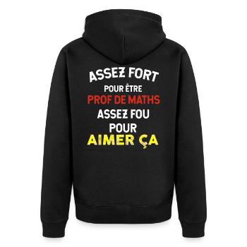 Prof de Maths, idée cadeau métier enseignant - Veste à capuche bio Premium Unisexe - noir - Dos - Nico (187cm)
