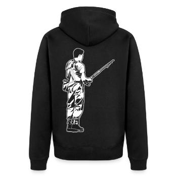 Angler - Unisex Premium Bio Zip Hoodie - Schwarz - Hinten - Nico (187cm)