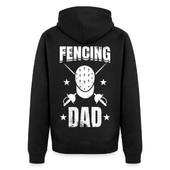 Fechten Papa - Unisex Premium Bio Zip Hoodie - Schwarz - Hinten - Nico (187cm)