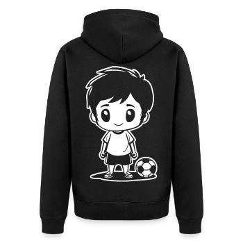 Soccer Boy Drawing - Unisex Premium Organic Zip Hoodie - black - Back - Nico (187cm)
