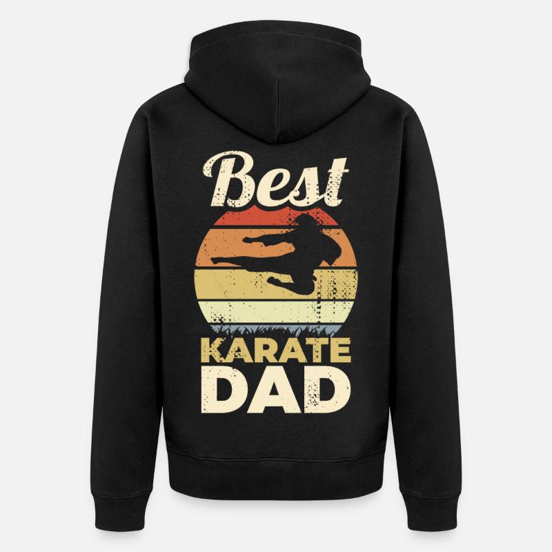 Bester Karate Papa - Unisex Premium Bio Zip Hoodie - Schwarz