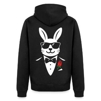 Gentlehop Bunny - Unisex Premium Bio Zip Hoodie - Schwarz - Hinten - Nico (187cm)