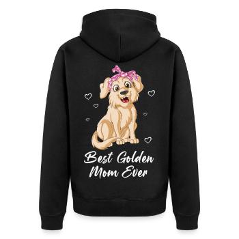 Mignonne maman Golden Retriever avec arc rose et cœurs - Veste à capuche bio Premium Unisexe - noir - Dos - Nico (187cm)