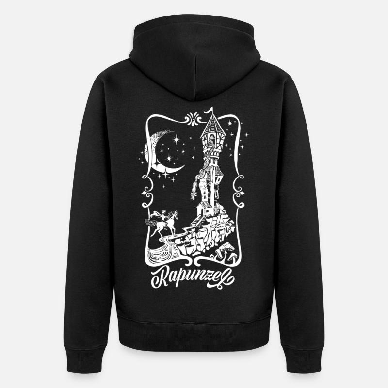 Tour Raiponce Silhouette Princesse - Veste à capuche bio Premium Unisexe - noir