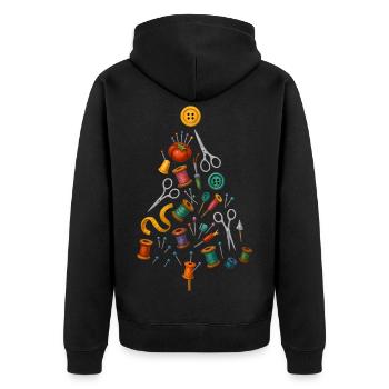 Sewing Christmas Tree Design - Unisex Premium Organic Zip Hoodie - black - Back - Nico (187cm)