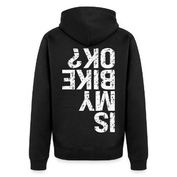 Is My Bike OK - Unisex Premium Organic Zip Hoodie - black - Back - Nico (187cm)
