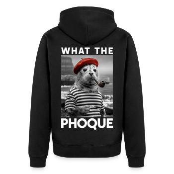 Was der Phoque Baskenland Baskisches Regionalhumor - Unisex Premium Bio Zip Hoodie - Schwarz - Hinten - Nico (187cm)