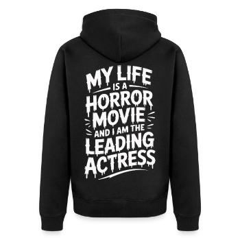 Ma vie est un film d’horreur - Halloween - Veste à capuche bio Premium Unisexe - noir - Dos - Nico (187cm)