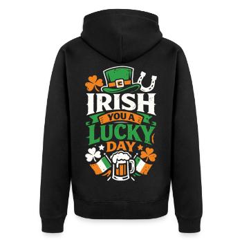 Irlandais Tu as une journée de chance | Le jeu de mots sur saint Patrick - Veste à capuche bio Premium Unisexe - noir - Dos - Nico (187cm)