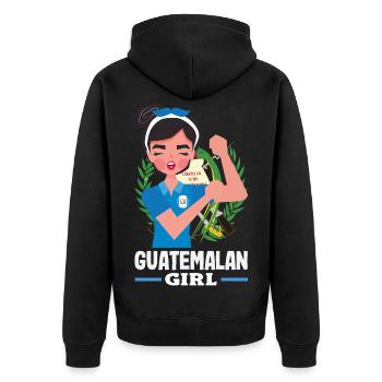 Guatemala Flagge T-Shirt Stolz & Heimat Chapín - Unisex Premium Bio Zip Hoodie - Schwarz - Hinten - Nico (187cm)