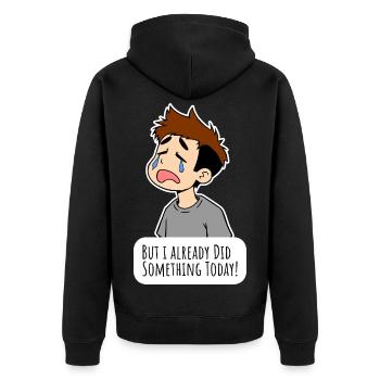 Your child doesn't want to help around the house? - Unisex Premium Organic Zip Hoodie - black - Back - Nico (187cm)