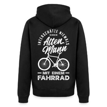 Alter Mann Fahrrad Radfahrer Opa Lustiger Spruch - Unisex Premium Bio Zip Hoodie - Schwarz - Hinten - Nico (187cm)