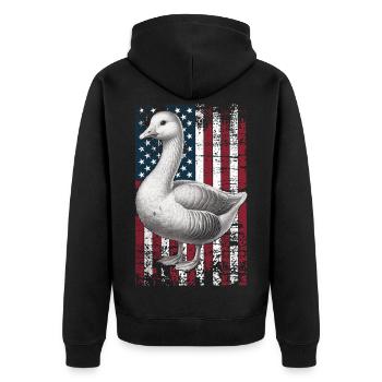 Embden Goose US Emdengans - Unisex Premium Organic Zip Hoodie - black - Back - Nico (187cm)
