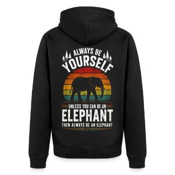 Sois toujours toi-même - Unisex Premium Bio Zip Hoodie - Schwarz - Hinten - Nico (187cm)