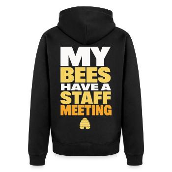 Bienen halten eine Mitarbeiterbesprechung - Unisex Premium Bio Zip Hoodie - Schwarz - Hinten - Nico (187cm)